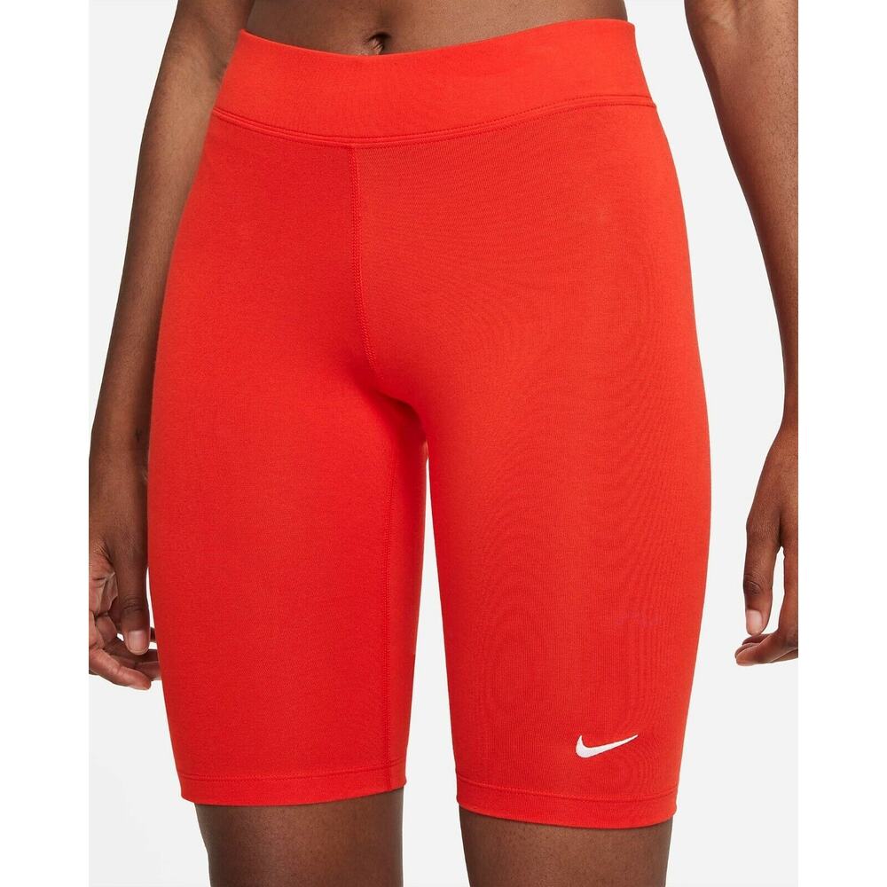 Nike Women's Sportswear Essential Bike Shorts Chile Red Size Large CZ8526 673